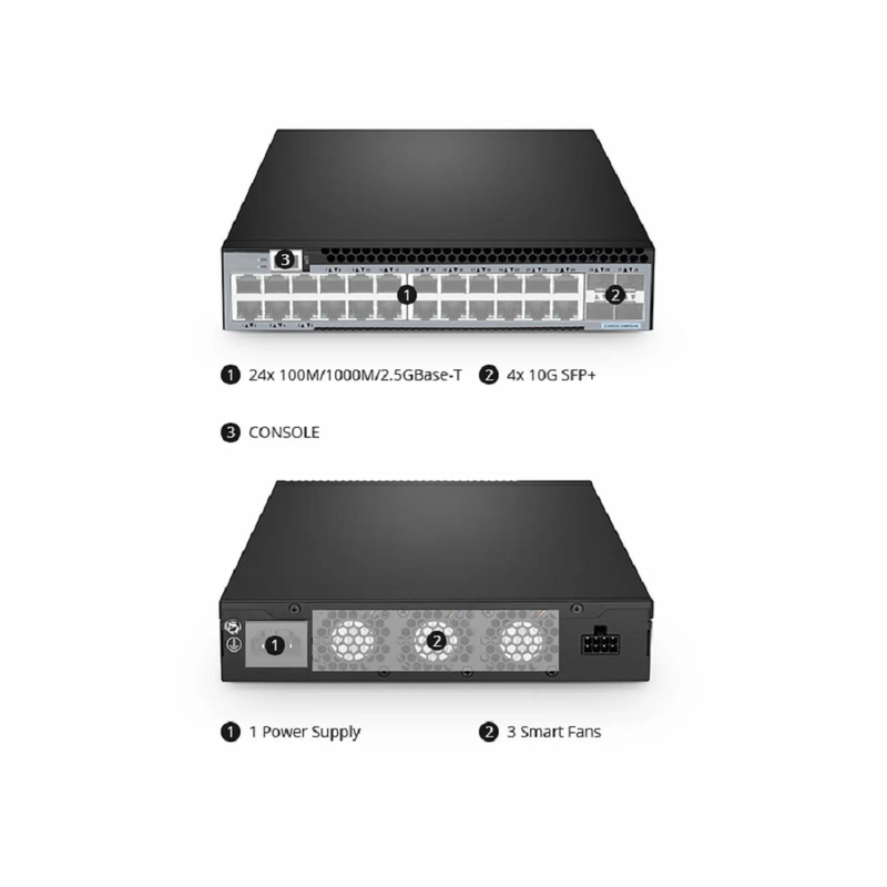 SFPS S3240C-24T, 24-Port Ethernet L2+ Compact Half-Width Switch, 24 x Gigabit RJ45, with 4 x 10Gb SFP+ Uplinks SFPS