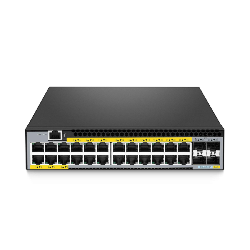 SFPS S3240C-24P, 24-Port Gigabit Ethernet L2+ PoE+ Switch, 24 x PoE+ Ports@380W, with 4 x 10Gb SFP+ Uplinks SFPS