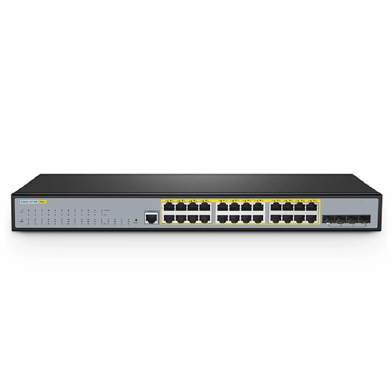 SFPS S3400-24T4SP, 24-Port Gigabit Ethernet L2+ PoE+ Switch, 24 x PoE+ Ports @370W, with 4 x 10Gb SFP+ Uplinks, Support Stacking SFPS