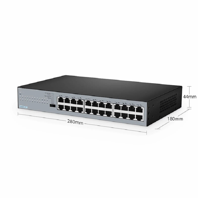 SFPS S2500L-24T, 24-Port Gigabit Ethernet L2 Unmanaged Switch, 24 x 10/100/1000M Gigabit RJ45, Fanless, Desktop/Rackmount SFPS