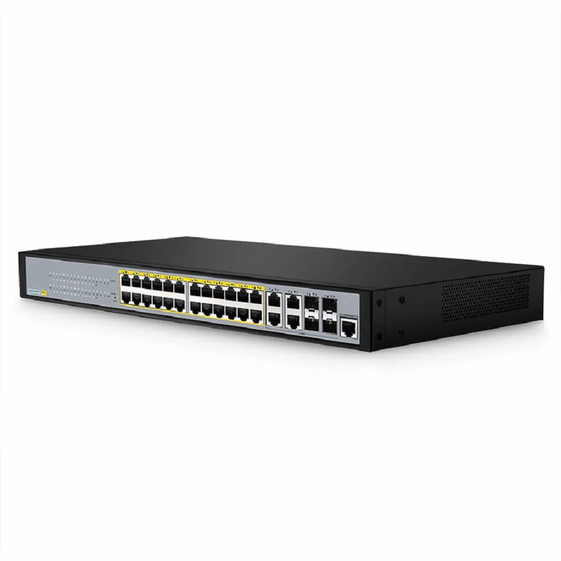SFPS S3400-24T4FP, 24-Port Gigabit Ethernet L2+ PoE+ Switch, 24 x PoE+ Ports @370W, with 4 x 1Gb Combo Uplinks, Support ERPS SFPS