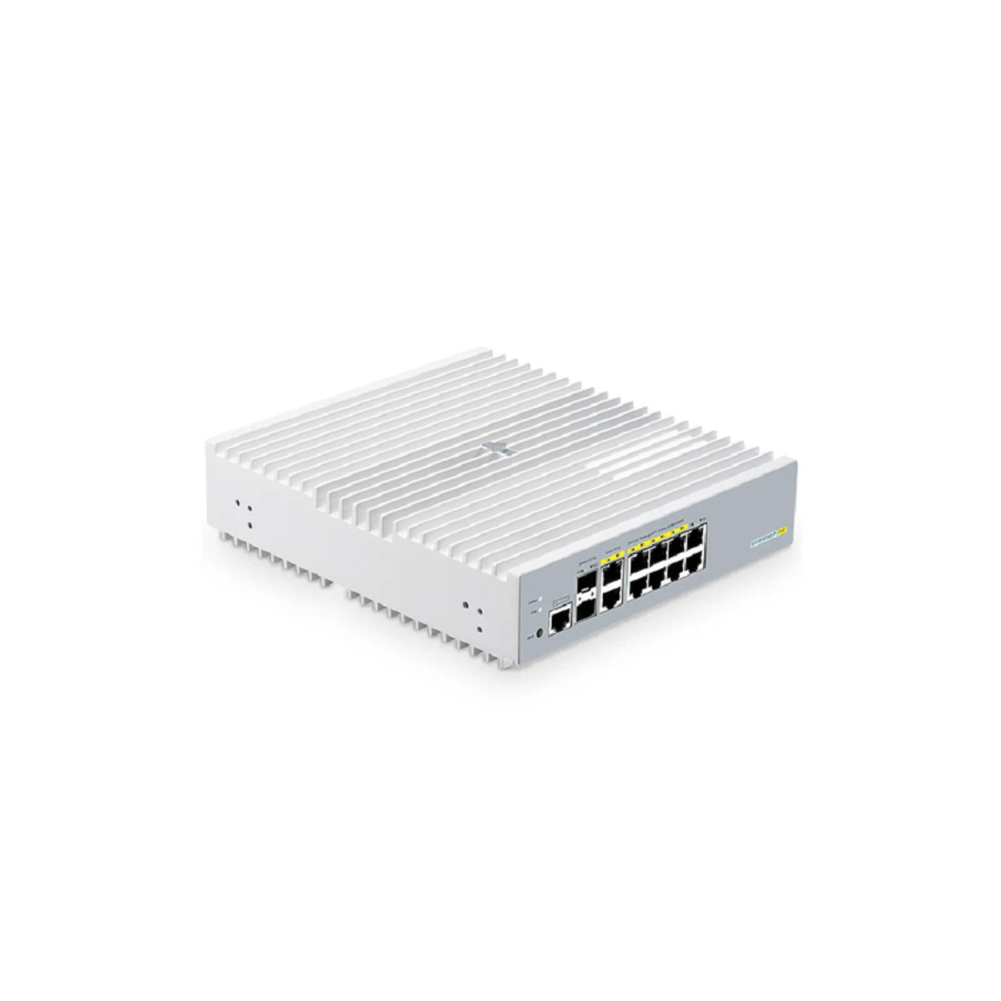 SFPS S3100-8TMS-P, 8-Port Gigabit Ethernet L2+ PoE+ Switch, 6 x PoE+ Ports, 2 x 5Gb PoE+ Ports@125W, 2 x 1Gb RJ45, with 2 x 10Gb SFP+ Uplinks, Broadcom Chip, Fanless SFPS