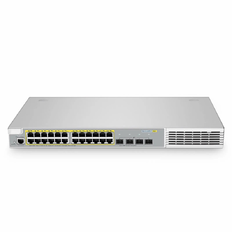 SFPS S3410-24TF-P, 24-Port Ethernet L2+ PoE+ Switch, 24 x PoE+ Ports @370W, with 4 x 1Gb SFP Uplinks, Stackable Switch, Broadcom Chip SFPS