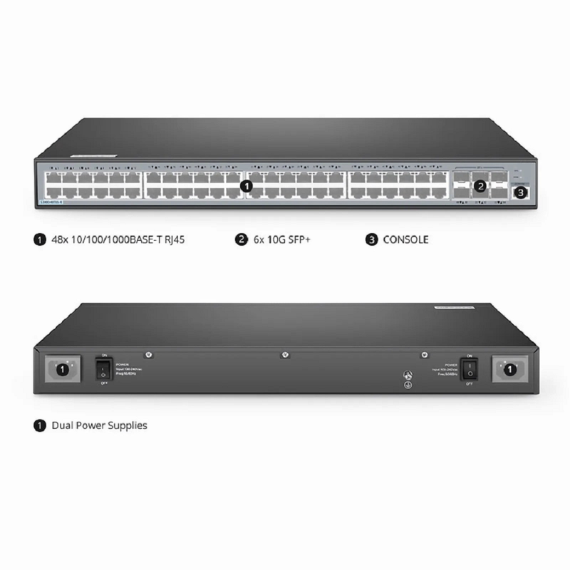 SFPS S3900-24T4S-R, 24-Port Gigabit Ethernet L2+ Switch, 24 x Gigabit RJ45, with 4 x 10Gb SFP+ Uplinks, Stackable Switch, Fanless, Support ETL Certification SFPS
