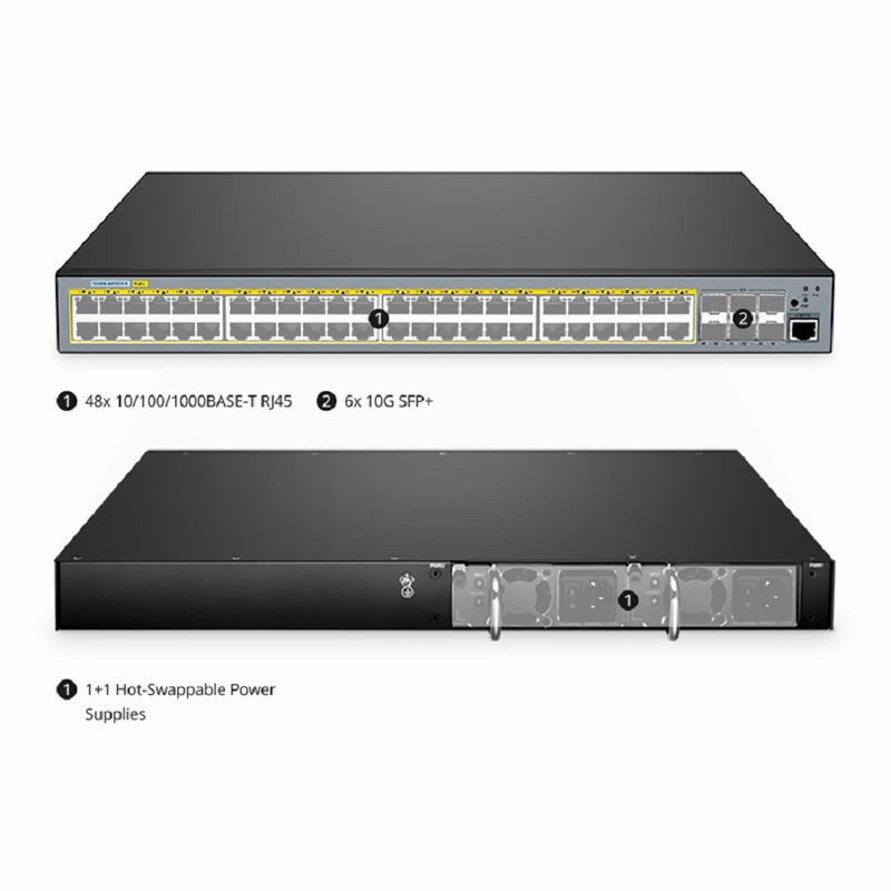 SFPS S5500-48T6SP-R, 48-Port Gigabit Ethernet L3 PoE+ Switch, 48 x PoE+ Ports @760W, with 6 x 10Gb SFP+, Support Stacking SFPS