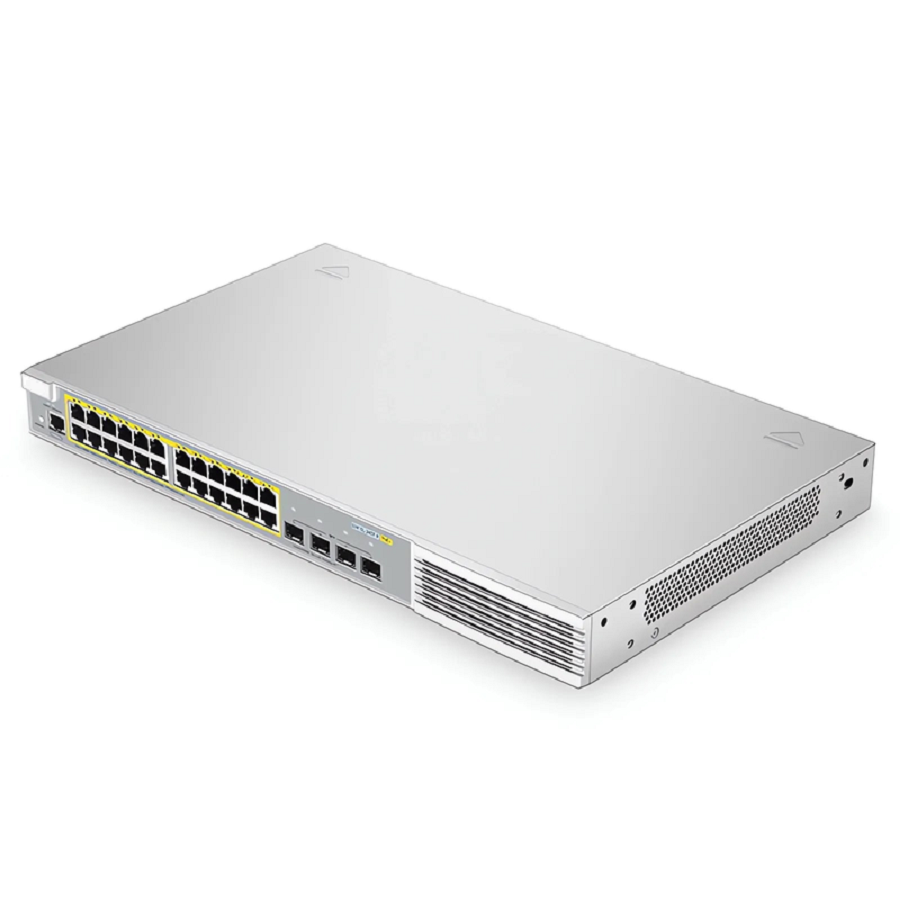 SFPS S3410L-24TF-P, 24-Port Ethernet L2+ PoE+ Switch, 24 x PoE+ Ports @370W, with 4 x 1Gb SFP Uplinks, PicOSA®, Support MLAG, Broadcom Chip SFPS