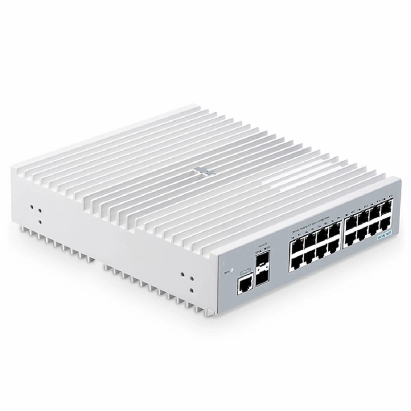 SFPS S3410C-16TMS-P, 16-Port Gigabit Ethernet L2+ PoE+ Switch, 6 x PoE+ Ports, 2 x 5Gb PoE+ Ports@125W, 10 x 1Gb RJ45, with 2 x 10Gb SFP+ Uplinks, PicOSA®, Support MLAG, Broadcom Chip, Fanless SFPS