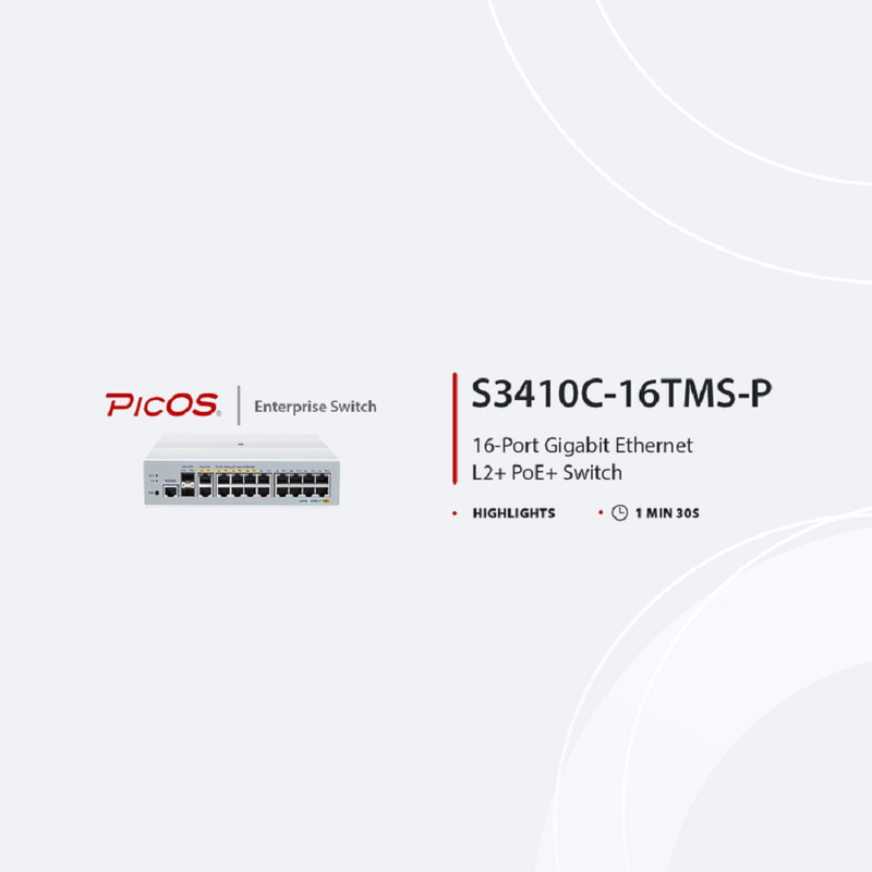 SFPS S3410C-8TMS-P, 8-Port Gigabit Ethernet L2+ PoE+ Switch, 8 x PoE+ Ports@125W, 2 x 5Gb RJ45, with 2 x 10Gb SFP+ Uplinks, PicOSA®, Support MLAG, Broadcom Chip, Fanless SFPS