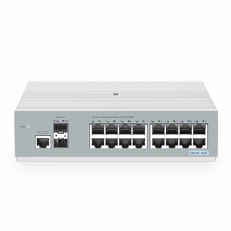 SFPS S3410C-16TMS-P, 16-Port Gigabit Ethernet L2+ PoE+ Switch, 6 x PoE+ Ports, 2 x 5Gb PoE+ Ports@125W, 10 x 1Gb RJ45, with 2 x 10Gb SFP+ Uplinks, PicOSA®, Support MLAG, Broadcom Chip, Fanless SFPS