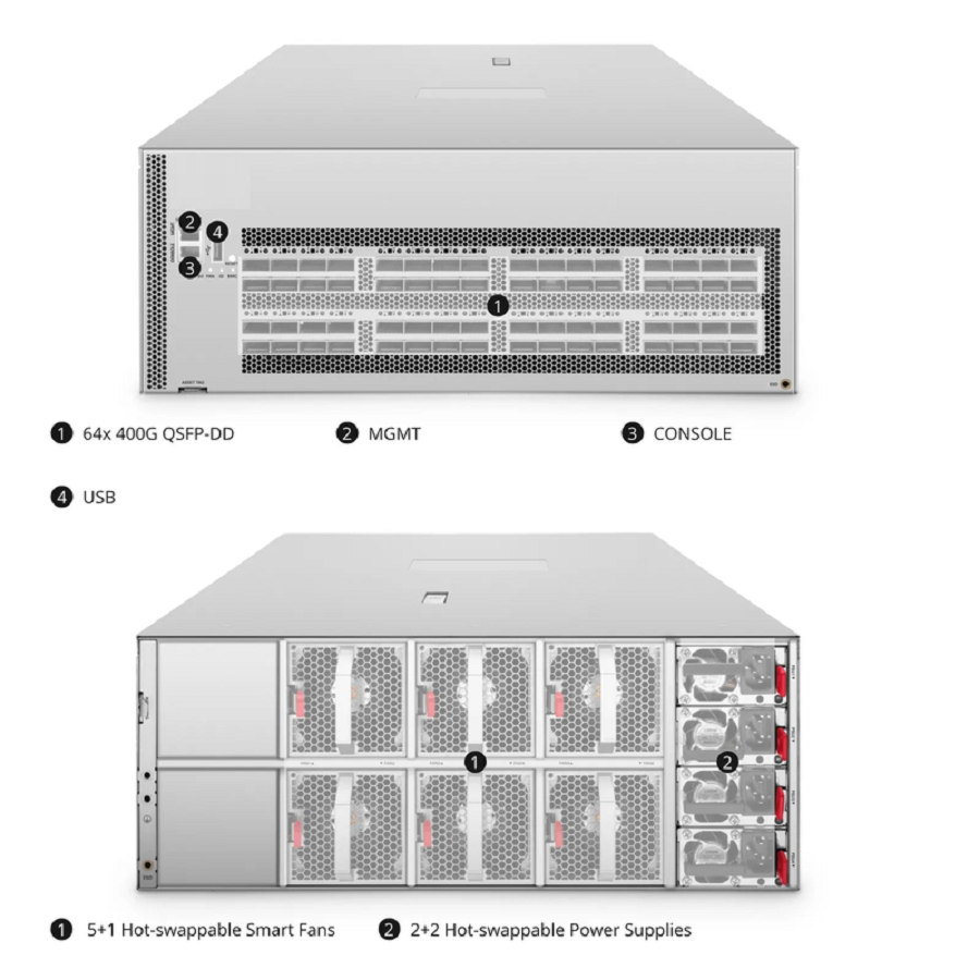 SFPS N8610-64DB, 4U, 64-Port Ethernet HPC/AI Data Center Switch, 64 x 400Gb QSFP-DD, PicOSA®, Broadcom Tomahawk 4 Chip, Front-to-Back Airflow SFPS