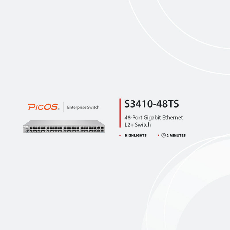 SFPS S3410-48TS, 48-Port Gigabit Ethernet L2+ Switch, 48 x Gigabit RJ45, with 4 x 10Gb SFP+ Uplinks, PicOSA®, Support MLAG, Broadcom Chip SFPS