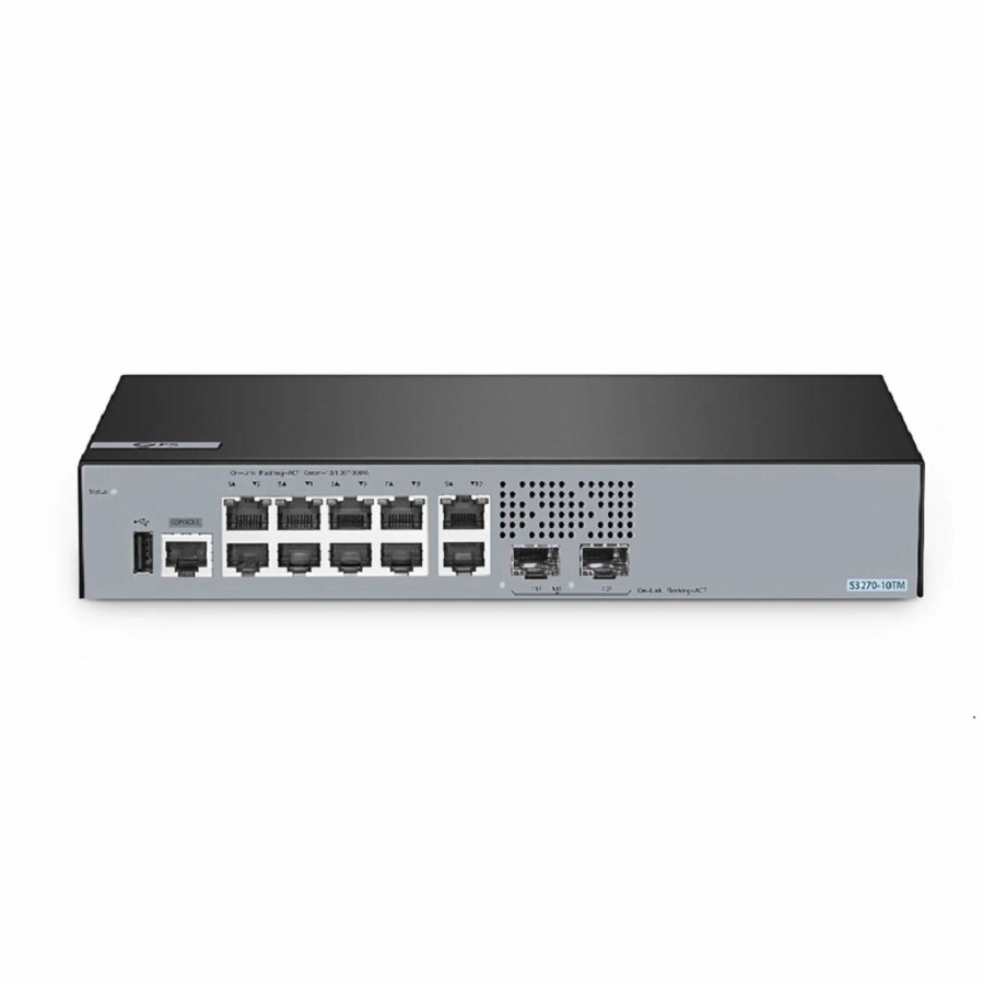 SFPS S3270-10TM, 10-Port Gigabit Ethernet L2+ Switch, 10 x Gigabit RJ45, with 2 x 1/2.5Gb SFP Uplinks, PicOSA®, Broadcom Chip SFPS