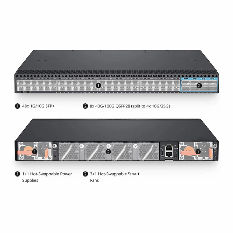 SFPS S5580-48S, 48-Port Ethernet L3 Switch, 48x 10Gb SFP+, with 8x 100Gb QSFP28 Uplinks, PicOSA®, support EVPN-VXLAN&MLAG, Broadcom Chip SFPS