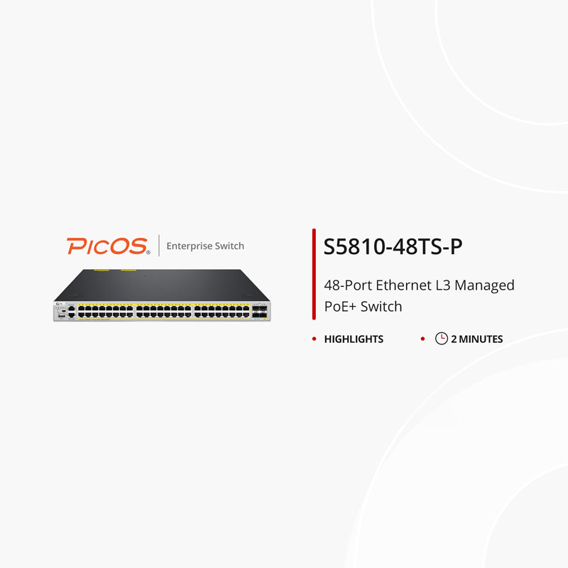 SFPS S5810-48TS-P, 48-Port Gigabit Ethernet L3 PoE+ Switch, 48 x PoE+ Ports @740W, with 4 x 10Gb SFP+ Uplinks, PicOSA®, Support MLAG, Broadcom Chip SFPS