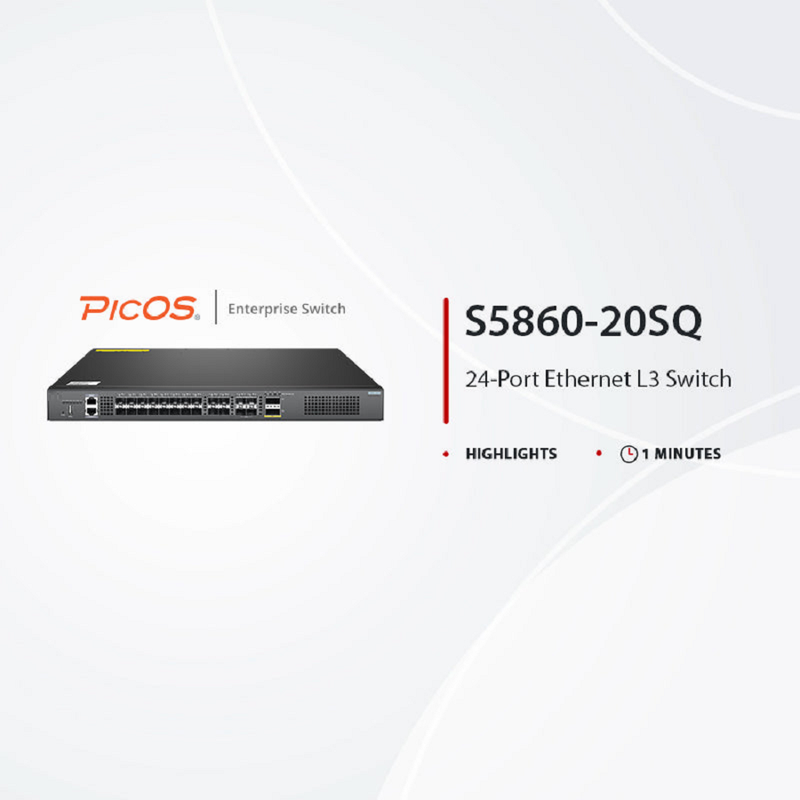 SFPS S5860-20SQ, 24-Port Ethernet L3 Switch, 20 x 10Gb SFP+, with 4 x 25Gb SFP28 and 2 x 40Gb QSFP+, PicOSA®, Support MLAG, Broadcom Chip SFPS