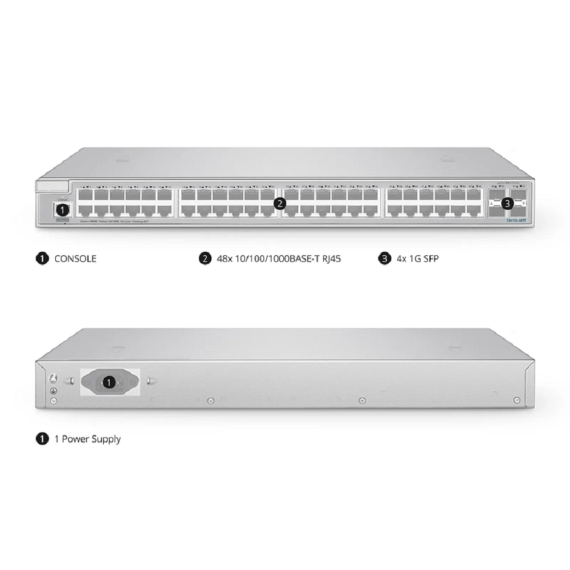 SFPS S3410L-48TF, 48-Port Ethernet L2+ Switch, 48 x Gigabit RJ45, with 4 x 1Gb SFP Uplinks, PicOSA®, Support MLAG, Broadcom Chip SFPS