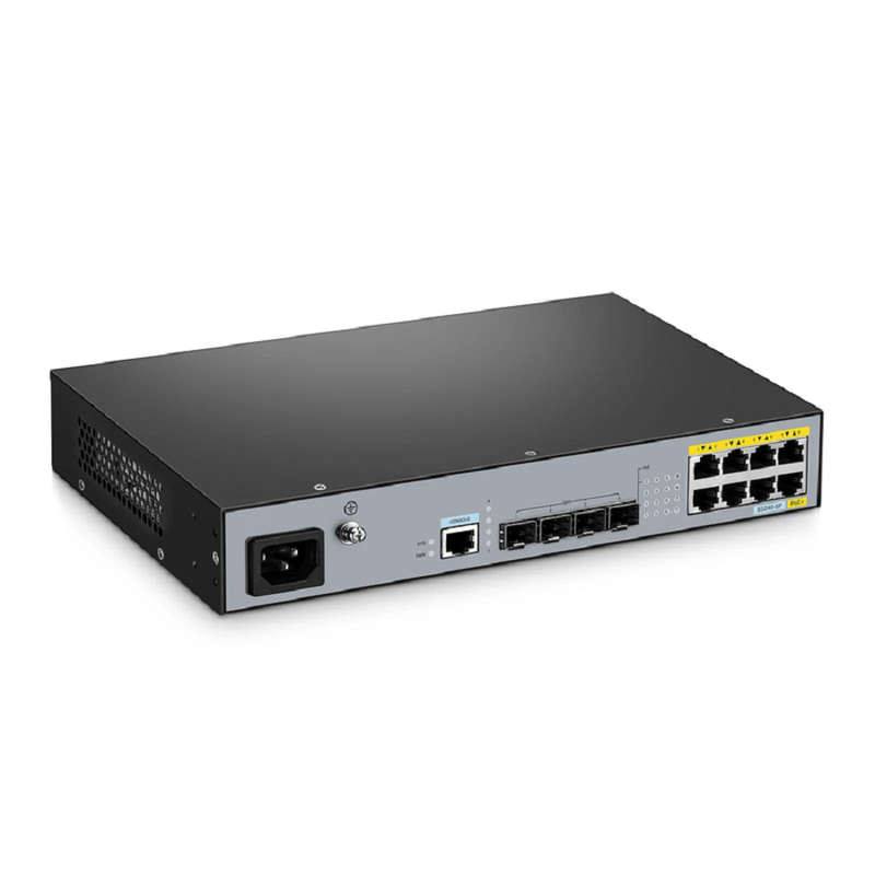 SFPS S3240-8P, 8-Port Gigabit Ethernet L2+ PoE+ Switch, 8 x PoE+ Ports@120W, with 4 x 10Gb SFP+ Uplinks, PicOSA®, Fanless SFPS