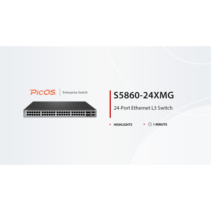 SFPS S5860-24XMG, 24-Port Ethernet L3 Switch, 24 x 10GBASE-T/Multi-Gigabit Ports, 4 x 10Gb SFP+, with 4 x 25Gb SFP28 Uplinks, PicOSA®, Support MLAG, Broadcom Chip SFPS
