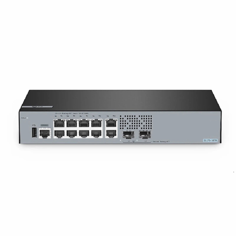 SFPS S3270-10TM, 10-Port Gigabit Ethernet L2+ Switch, 10 x Gigabit RJ45, with 2 x 1/2.5Gb SFP Uplinks, PicOSA®, Broadcom Chip SFPS