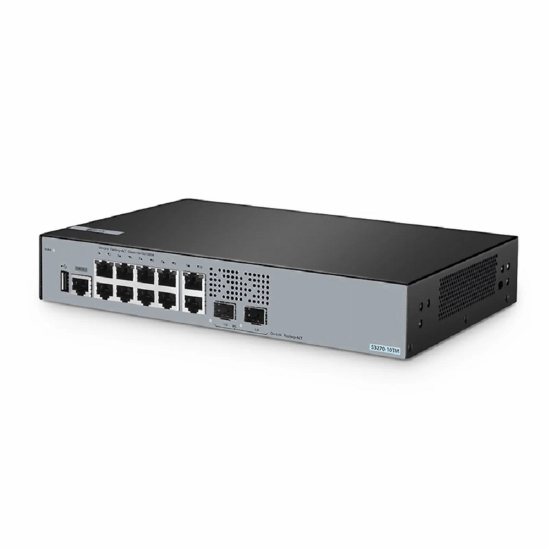 SFPS S3270-10TM, 10-Port Gigabit Ethernet L2+ Switch, 10 x Gigabit RJ45, with 2 x 1/2.5Gb SFP Uplinks, PicOSA®, Broadcom Chip SFPS