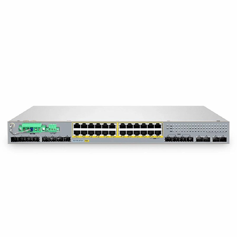 SFPS IES5100-24TS-P, 24-Port Gigabit Ethernet L2+ Managed Industrial PoE+ Switch, 20 x PoE+ Ports @720W, with 4 x 1Gb RJ45/SFP Combo, 8 x 1Gb SFP and 4 x 10Gb SFP+, -40 to 75A°C Operating Temperature SFPS