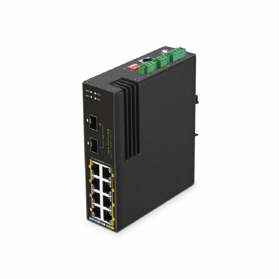 SFPS TSN3220-10S-U, 8-Port Gigabit Ethernet L2 Managed TSN Industrial PoE++ Switch, 8 x PoE++ Ports@360W, with 2 x 1/10Gb SFP+, -40 to 75A°C Operating Temperature SFPS