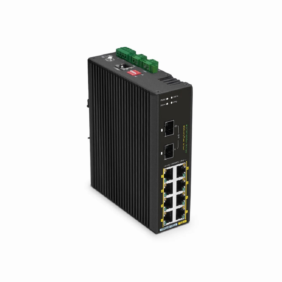SFPS TSN3220-10S-U, 8-Port Gigabit Ethernet L2 Managed TSN Industrial PoE++ Switch, 8 x PoE++ Ports@360W, with 2 x 1/10Gb SFP+, -40 to 75A°C Operating Temperature SFPS