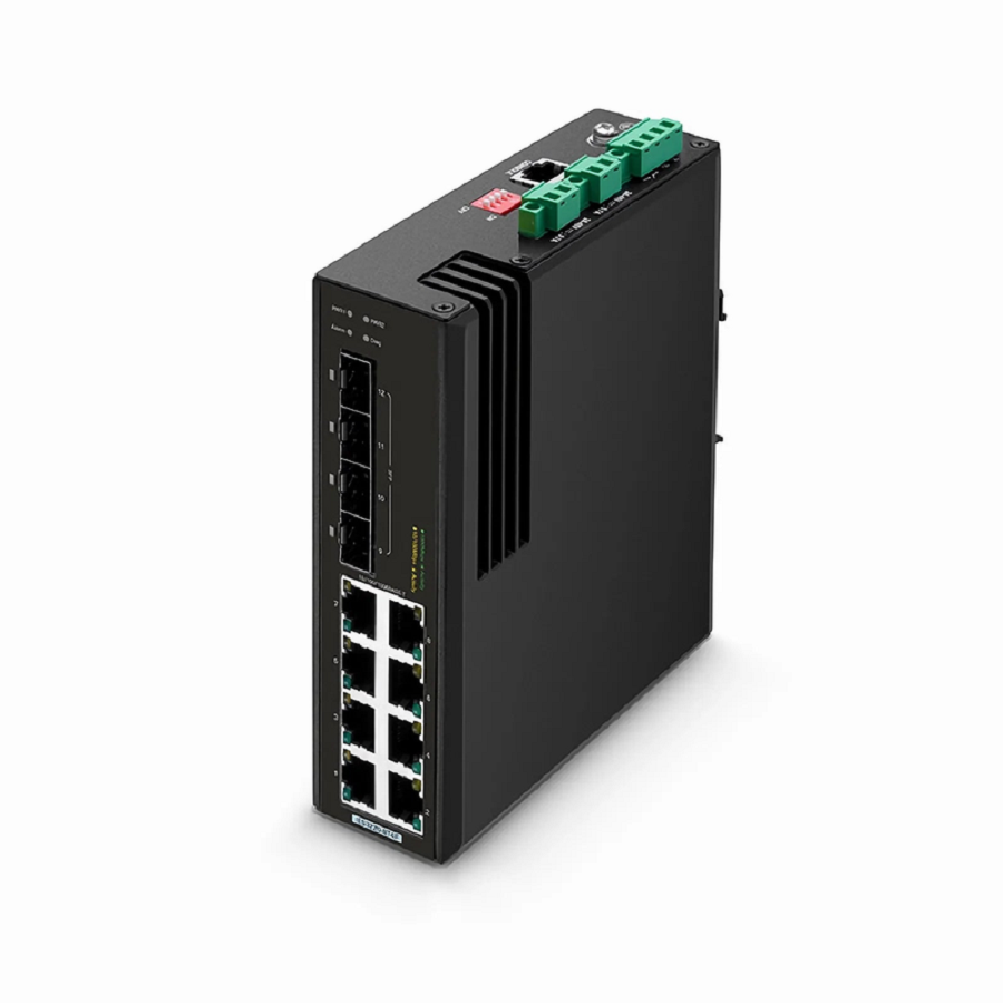 SFPS IES3220-8T4F, 8-Port Gigabit Ethernet L2+ Managed Industrial Switch, 8 x 10/100/1000BASE-T, with 4 x 1Gb SFP, -40 to 75A°C Operating Temperature SFPS