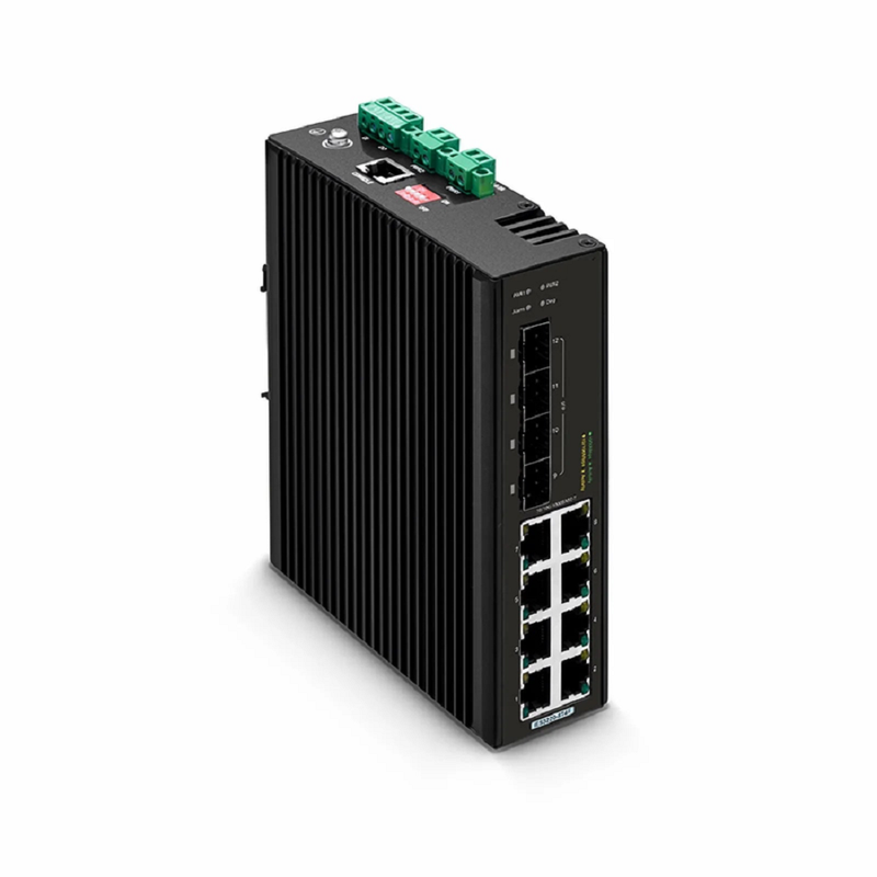 SFPS IES3220-8T4F-U, 8-Port Gigabit Ethernet L2+ Managed Industrial PoE++ Switch, 8 x PoE++ Ports@360W, with 4 x 1Gb SFP, -40 to 75A°C Operating Temperature SFPS