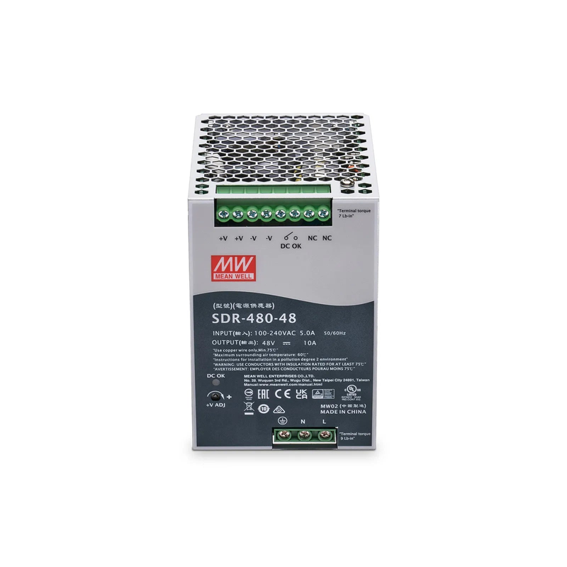 SFPS 480W 48VDC Slim DIN Rail High-Performance Industrial Power Supply with PFC Function SFPS