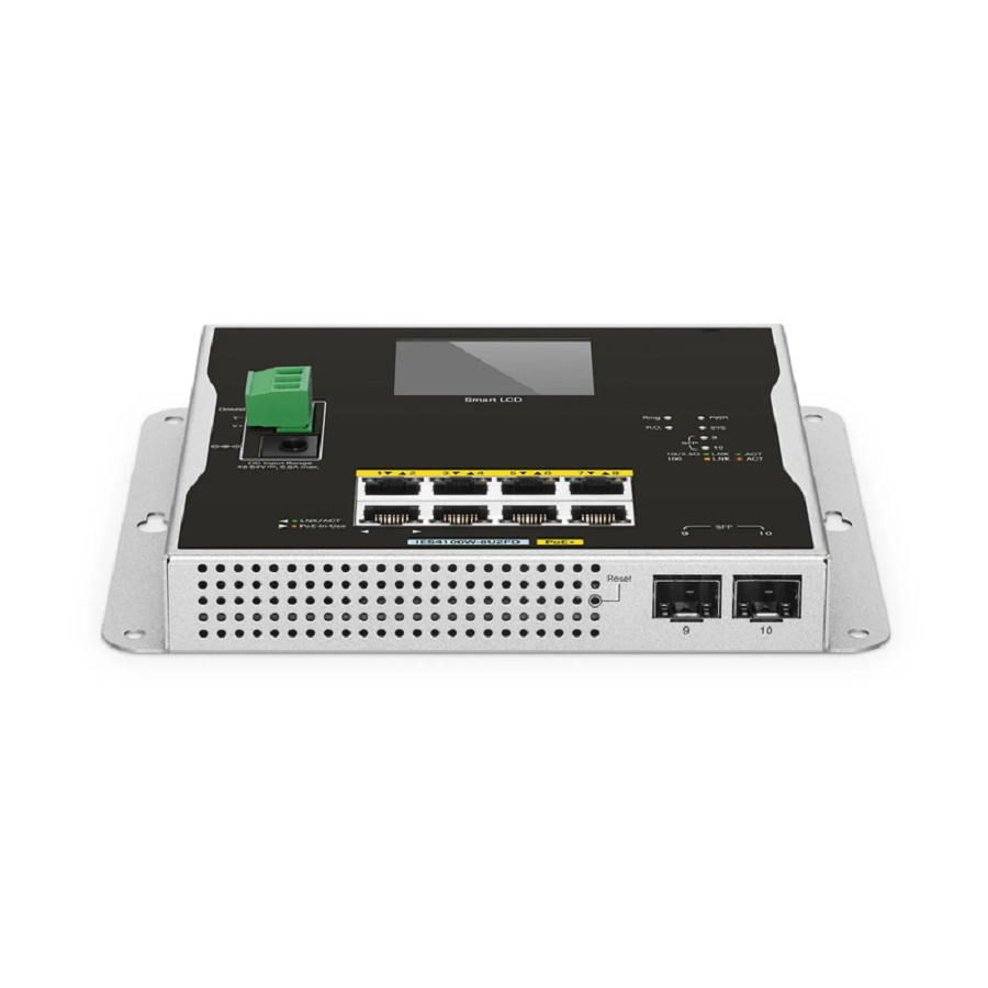 SFPS IES4100W-8U2FD, 8-Port Gigabit Ethernet L2+ Managed Industrial PoE+ Switch, 8 x PoE+ Ports@240W, with 2 x 1/2.5Gb SFP, -20 to 70A°C Operating Temperature SFPS