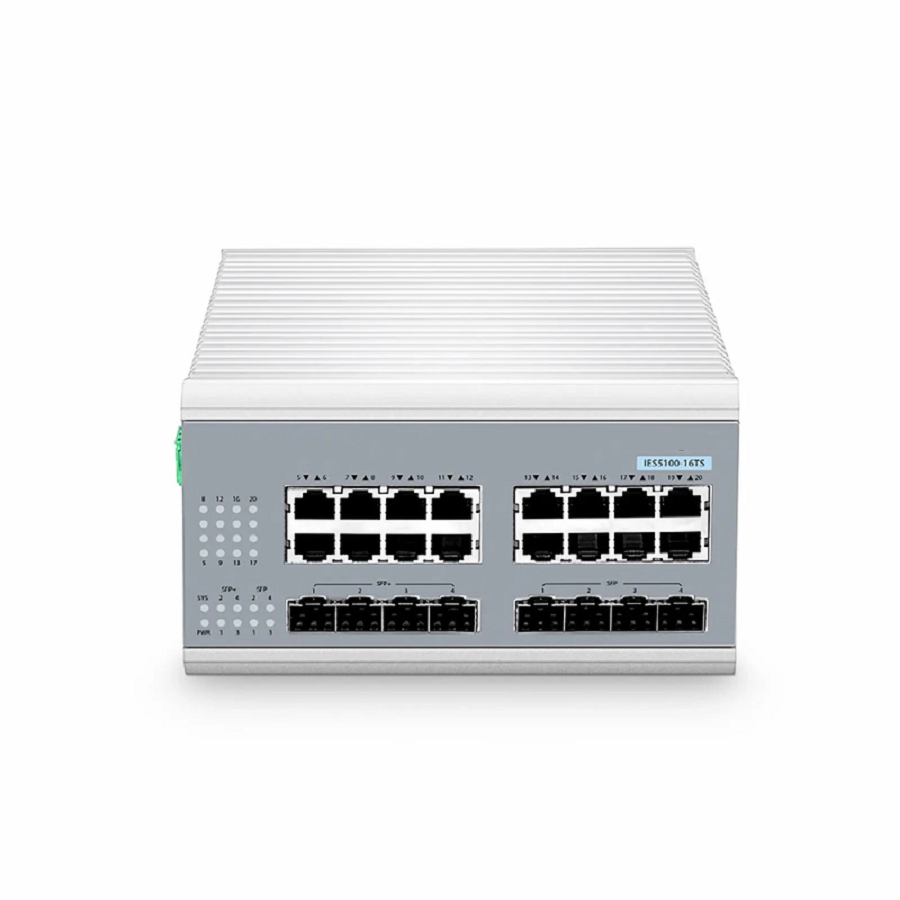 SFPS IES5100-16TS, 16-Port Gigabit Ethernet L2+ Managed Industrial Switch, 16 x 10/100/1000BASE-T, with 4 x 1Gb SFP and 4 x 10Gb SFP+, -40 to 75A°C Operating Temperature SFPS