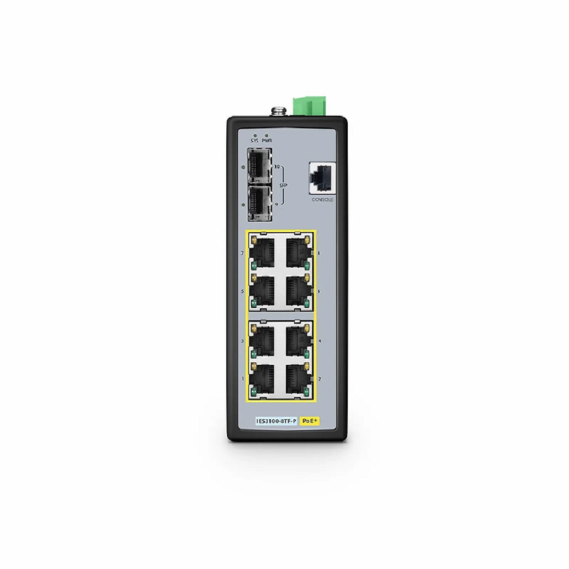SFPS IES3100-8TF-P, 8-Port Gigabit Ethernet L2+ Managed Industrial PoE+ Switch, 8 x PoE+ Ports @240W, with 2 x 1/2.5Gb SFP, Wide-Temp SFPS