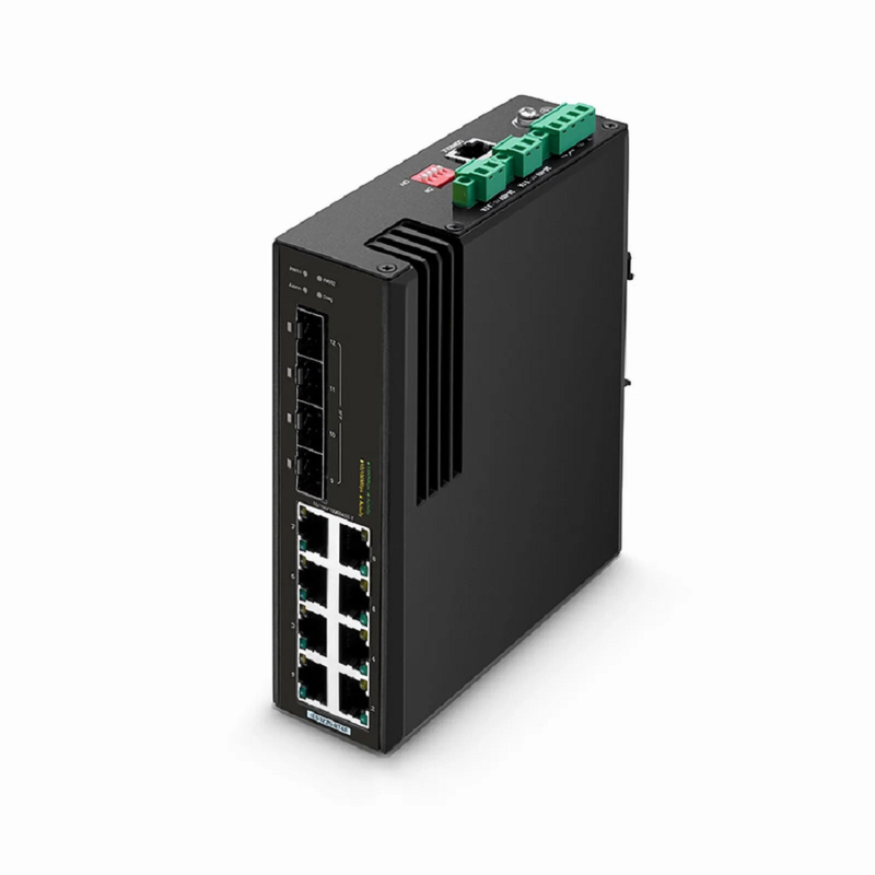 SFPS IES3220-8T4F, 8-Port Gigabit Ethernet L2+ Managed Industrial Switch, 8 x 10/100/1000BASE-T, with 4 x 1Gb SFP, -40 to 75A°C Operating Temperature SFPS