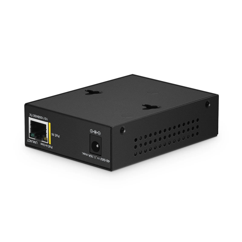 SFPS IES1110W-2PD, 1-Port 10/100M Fast Ethernet Long Reach PoE over UTP Injector, 1 x PoE+ Input to 1 x 10/100BASE-T RJ45 Output, -20 to 70A°C Operating Temperature SFPS