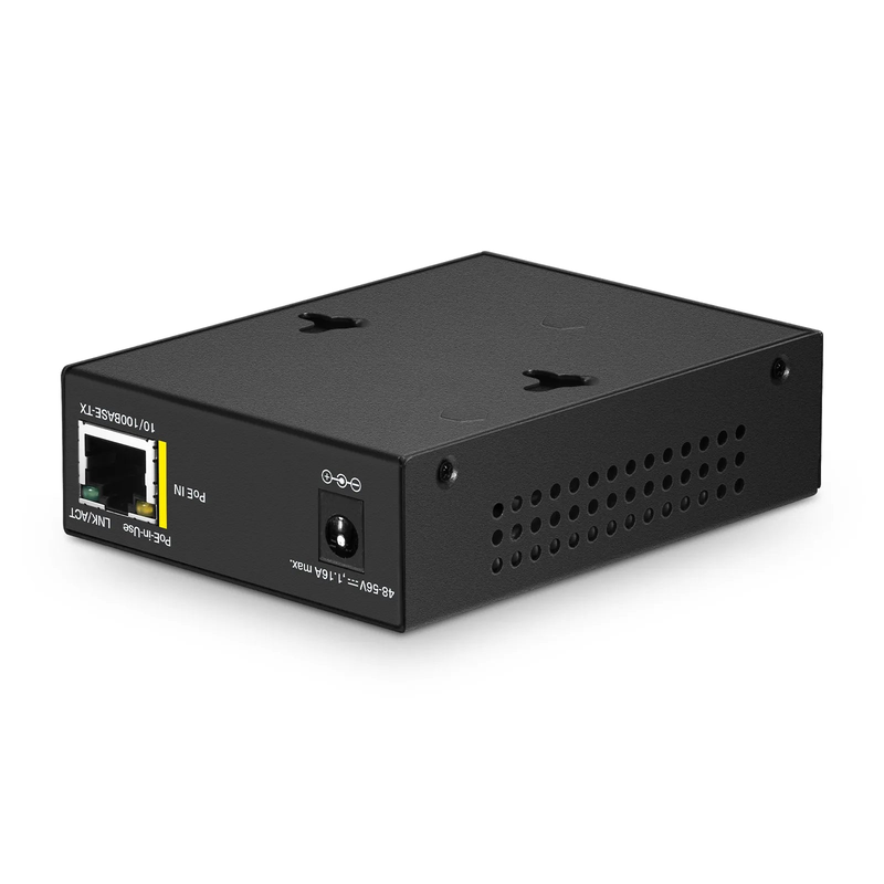 SFPS IES1100W-2PD, 1-Port 10/100M Fast Ethernet Long Reach PoE over Coaxial Injector, 1 x PoE+ Input to 1 x BNC Female Output, -20 to 70A°C Operating Temperature SFPS