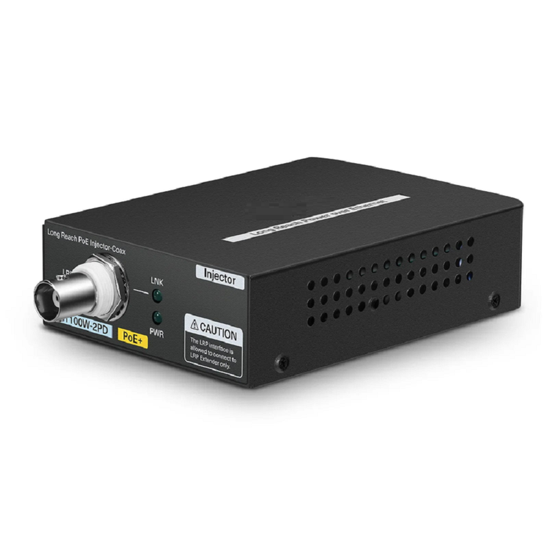 SFPS IES1101W-2PD, 1-Port 10/100M Fast Ethernet Long Reach PoE over Coaxial Extender, 1 x BNC Female Input to 1 x PoE+ Output, -20 to 70A°C Operating Temperature SFPS