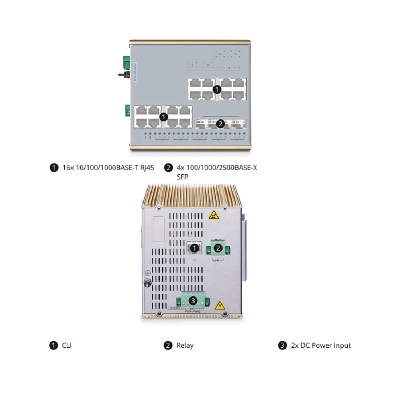 SFPS IES3100-16TM, 16-Port Gigabit Ethernet L2 Managed Industrial Switch, 16 x 10/100/1000BASE-T, with 4 x 1/2.5Gb SFP, -40 to 85A°C Operating Temperature SFPS