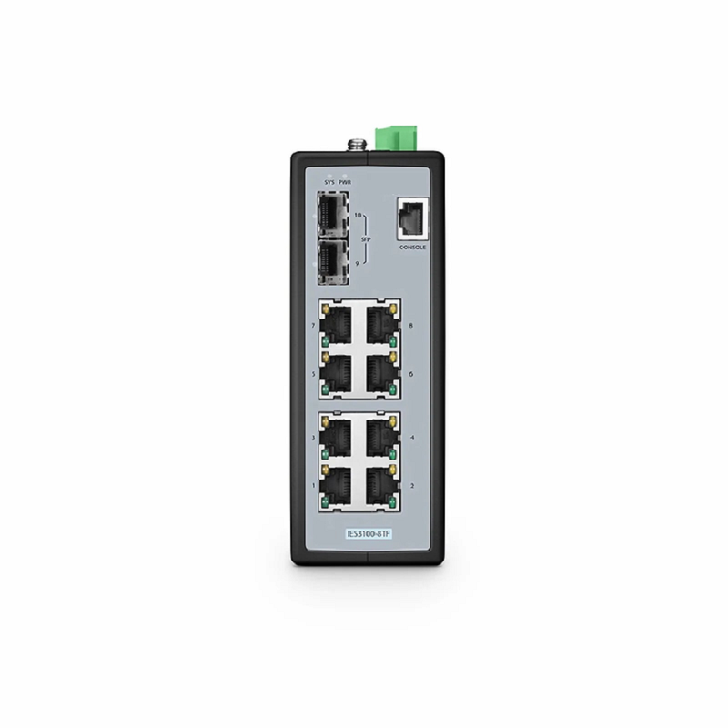 SFPS IES3100-8TF, 8-Port Gigabit Ethernet L2+ Managed Industrial Switch, 8 x 10/100/1000BASE-T, with 2 x 1/2.5Gb SFP, -40 to 75A°C Operating Temperature SFPS