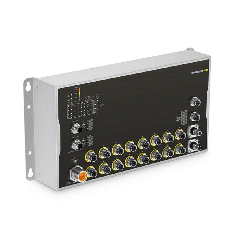 SFPS IES5110W-16U4XD, 16-Port Gigabit Ethernet L3 Managed Industrial PoE+ Switch, 16 x PoE+ Ports@100W, 2 x 10GBASE-T M12 Bypass, with 2 x 10Gb Q-ODC, -40 to 70A°C Operating Temperature SFPS