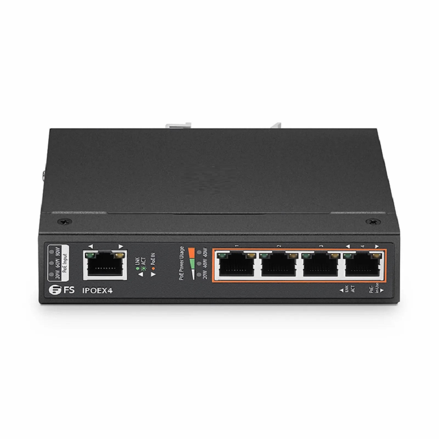 SFPS 5 Ports 10/100/1000M Gigabit PoE+ Extender, 1 in 4 out, Din-rail/Wall mountable, IEEE 802.3at/802.3af, -40 to 75A°C SFPS