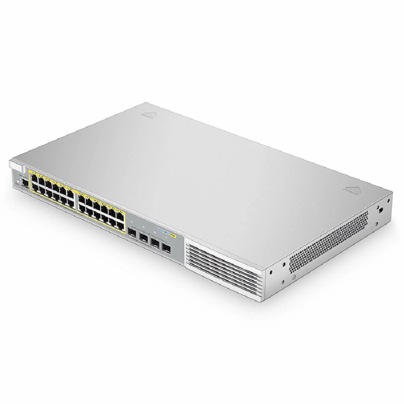 SFPS S3410-24TF-P, 24-Port Ethernet L2+ PoE+ Switch, 24 x PoE+ Ports @370W, with 4 x 1Gb SFP Uplinks, Stackable Switch, Broadcom Chip SFPS