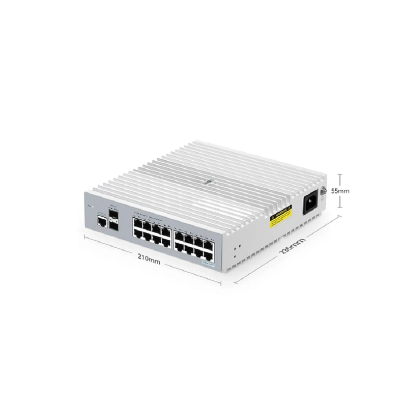 SFPS S3100-16TF, 16-Port Gigabit Ethernet L2+ Switch, 16 x 1Gb RJ45, with 2 x 1Gb SFP Uplinks, Broadcom Chip, Fanless SFPS