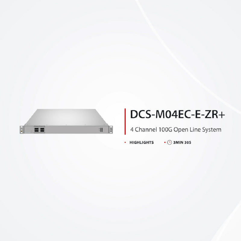 SFPS D5110-M04EC-E-ZR+, 4 Channel 100G Active DWDM Multiplexer for Open Line Systems, C21, 4 x 100G QSFP28, Dual Fiber, 1U Rack Mount, 0-120km, Support AmpCon-T/WebGUI Network Management SFPS