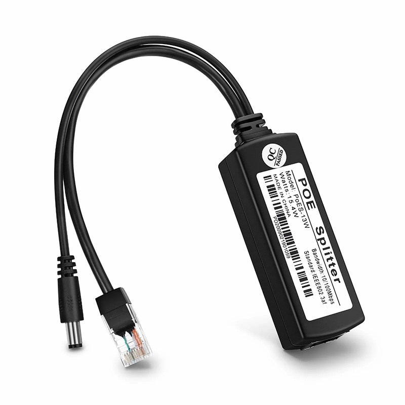 SFPS Single Port 10/100M PoE Splitter Cable with DC 12V Output, 13W SFPS