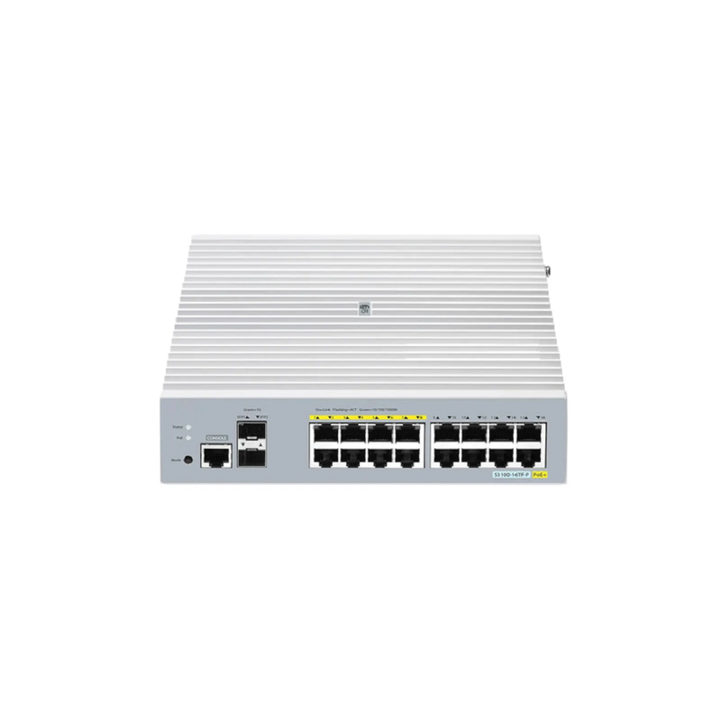 SFPS S3100-16TMS-P, 16-Port Gigabit Ethernet L2+ PoE+ Switch, 6 x PoE+ Ports, 2 x 5Gb PoE+ Ports@125W, 10 x 1Gb RJ45, with 2 x 10Gb SFP+ Uplinks, Broadcom Chip, Fanless SFPS