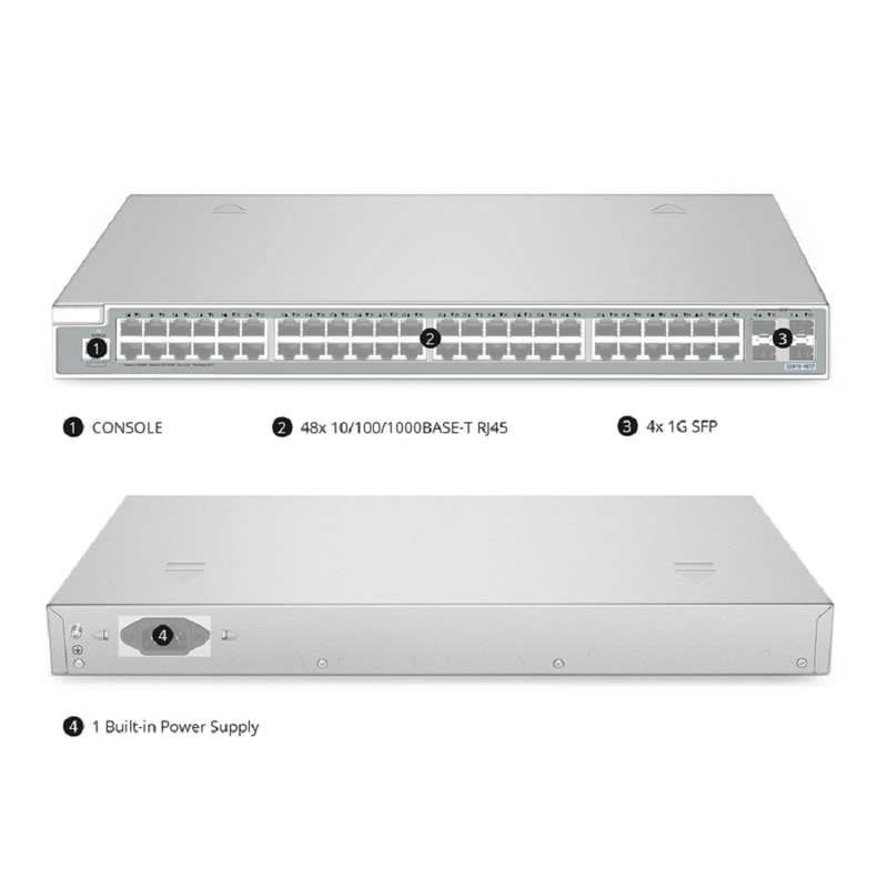 SFPS S3910-48TF, 48-Port Ethernet L2+ Switch, 48 x Gigabit RJ45, with 4 x 1Gb SFP Uplinks, Broadcom Chip SFPS