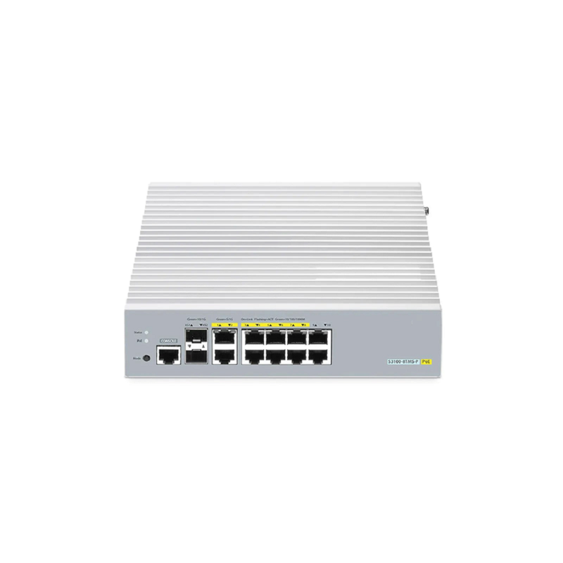 SFPS S3100-8TMS-P, 8-Port Gigabit Ethernet L2+ PoE+ Switch, 6 x PoE+ Ports, 2 x 5Gb PoE+ Ports@125W, 2 x 1Gb RJ45, with 2 x 10Gb SFP+ Uplinks, Broadcom Chip, Fanless SFPS