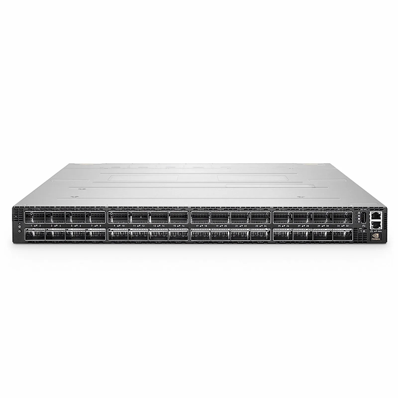 SFPS MQM9700-NS2F, NVIDIAA® 64-Port NDR 400G InfiniBand Data Center Switch, 32 OSFP Ports, Managed, x86 Dual Core, NVIDIA QuantumA-2 Chip, P2C Airflow SFPS
