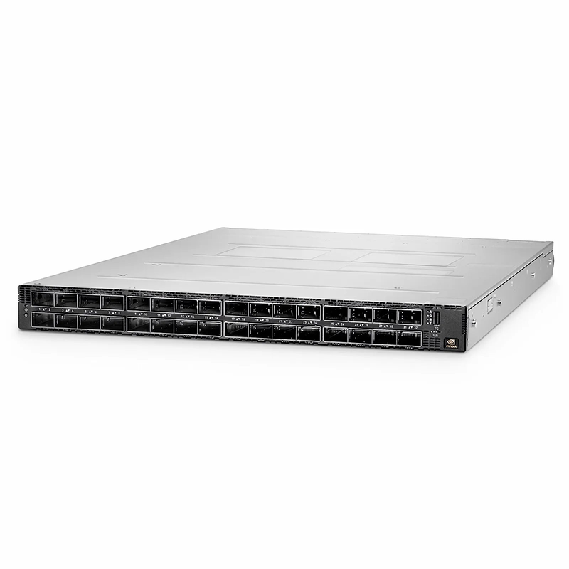 SFPS MQM9790-NS2F, NVIDIAA® 64-Port NDR 400G InfiniBand Data Center Switch, 32 OSFP Ports, Unmanaged, x86 Dual Core, NVIDIA QuantumA-2 Chip, P2C Airflow SFPS